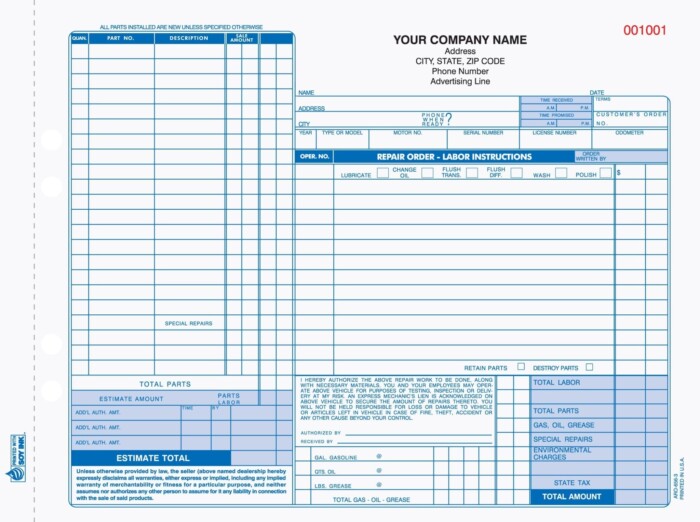 ARO-356 Automotive Repair invoices