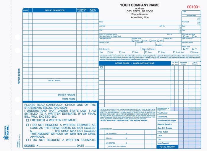 ARO-659 Auto Repair Invoices