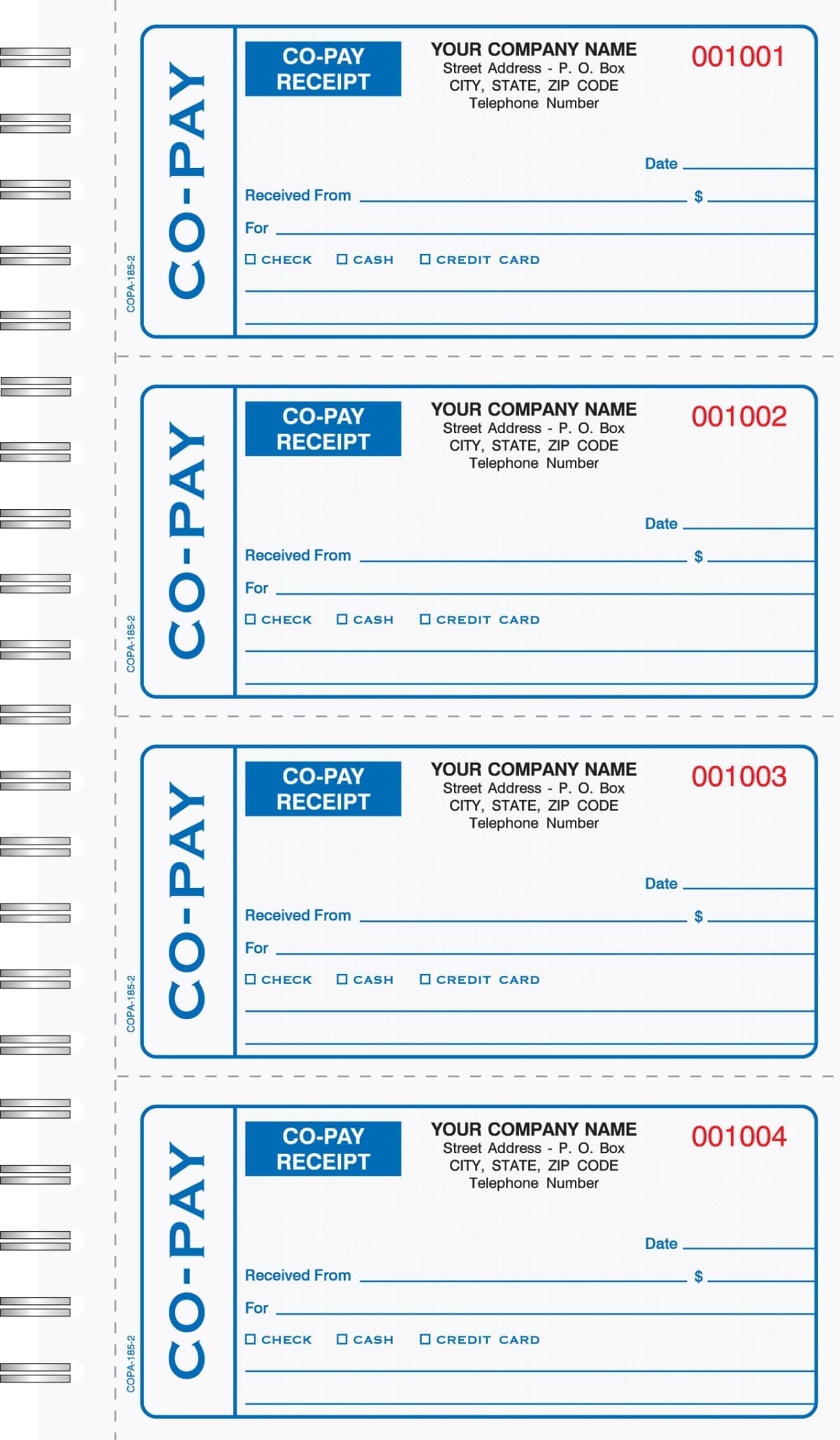 Copay Or Deductible Receipt Template