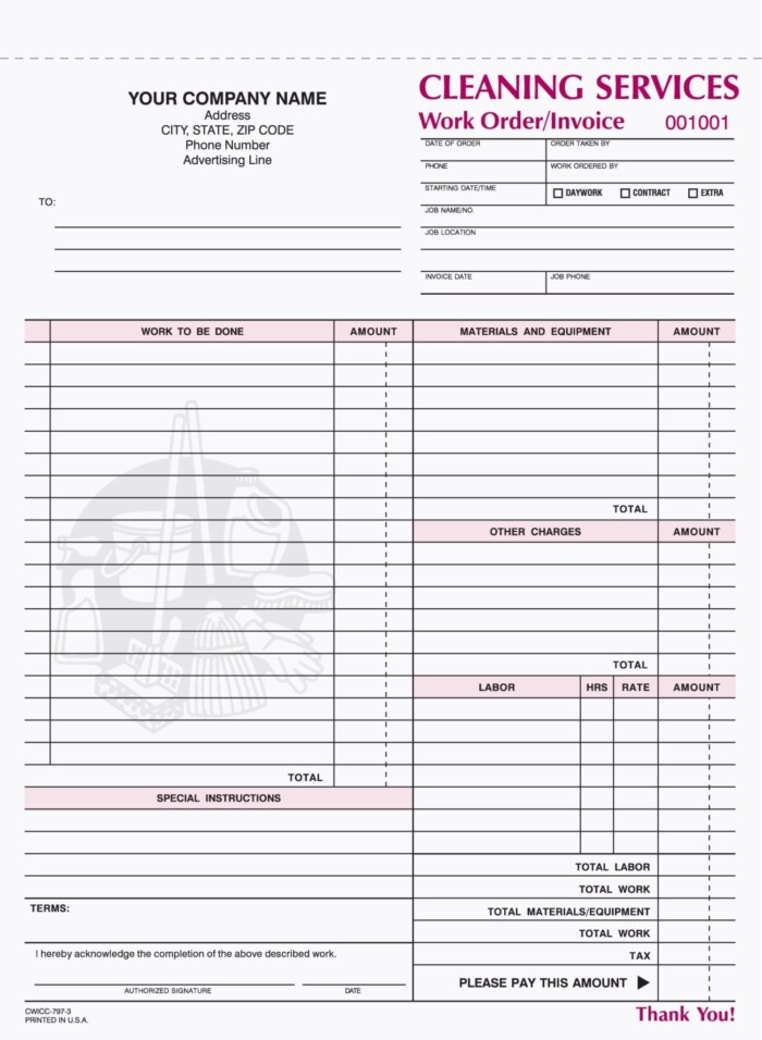 CWICC-797 Cleaning Service Invoices