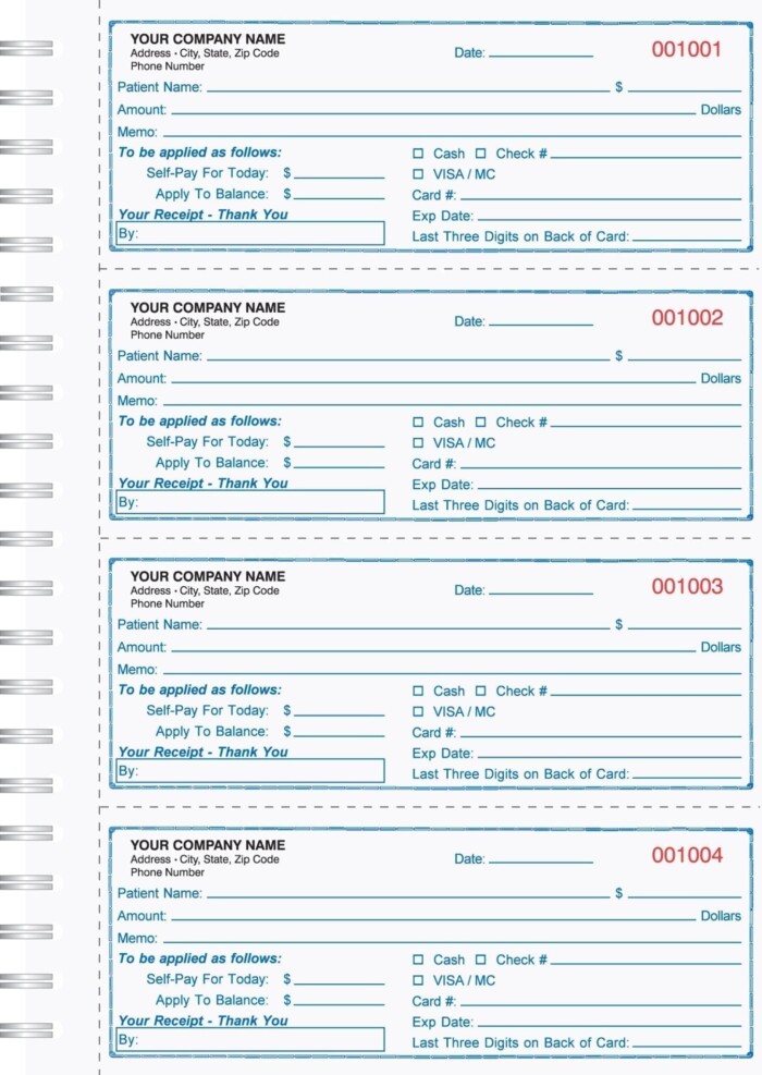 MRB-109 White/Blue Cash Receipt Books