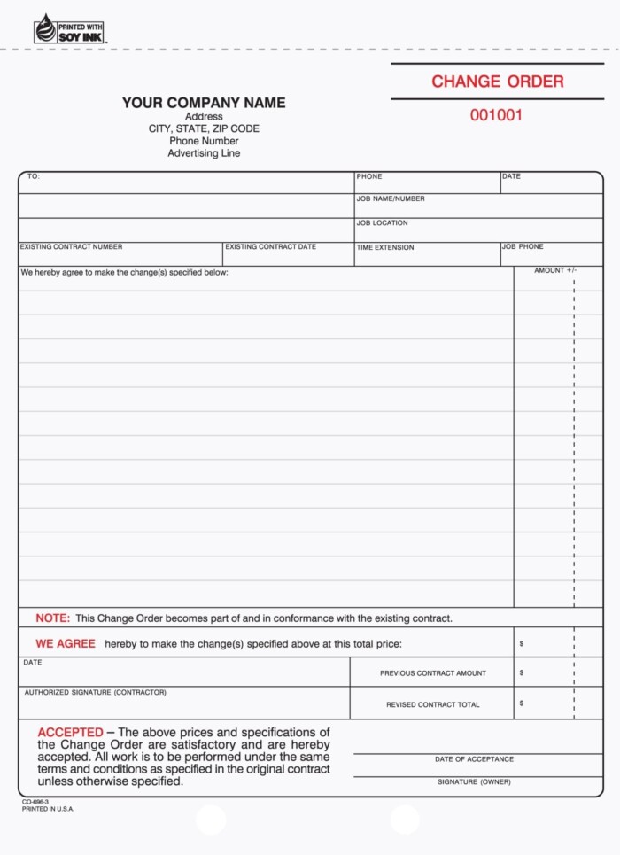 CO-696 Change Order Forms
