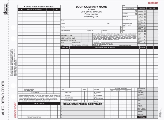 Auto Repair Work Orders ARO-672