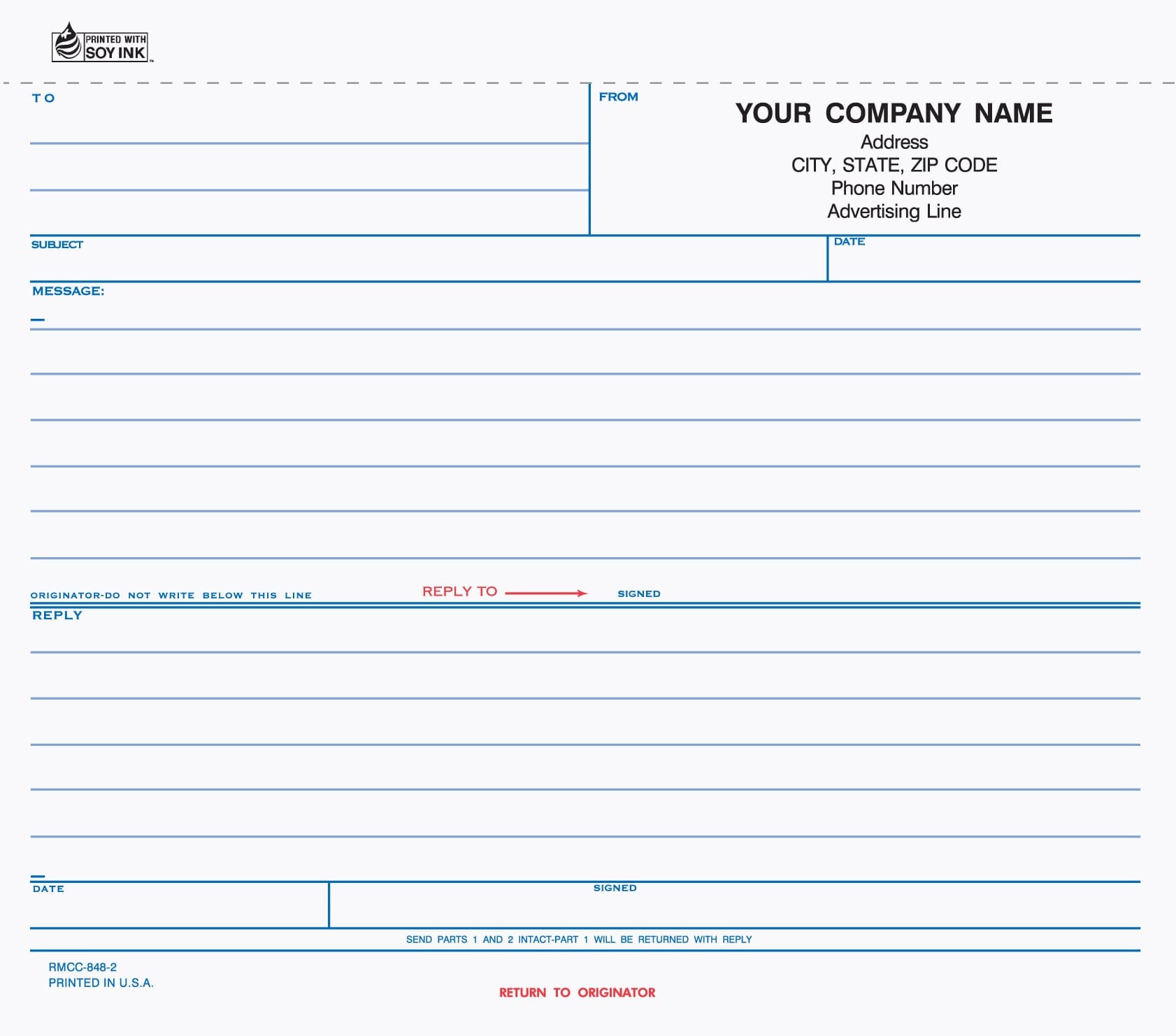 3 Part Ruled Reply Memo