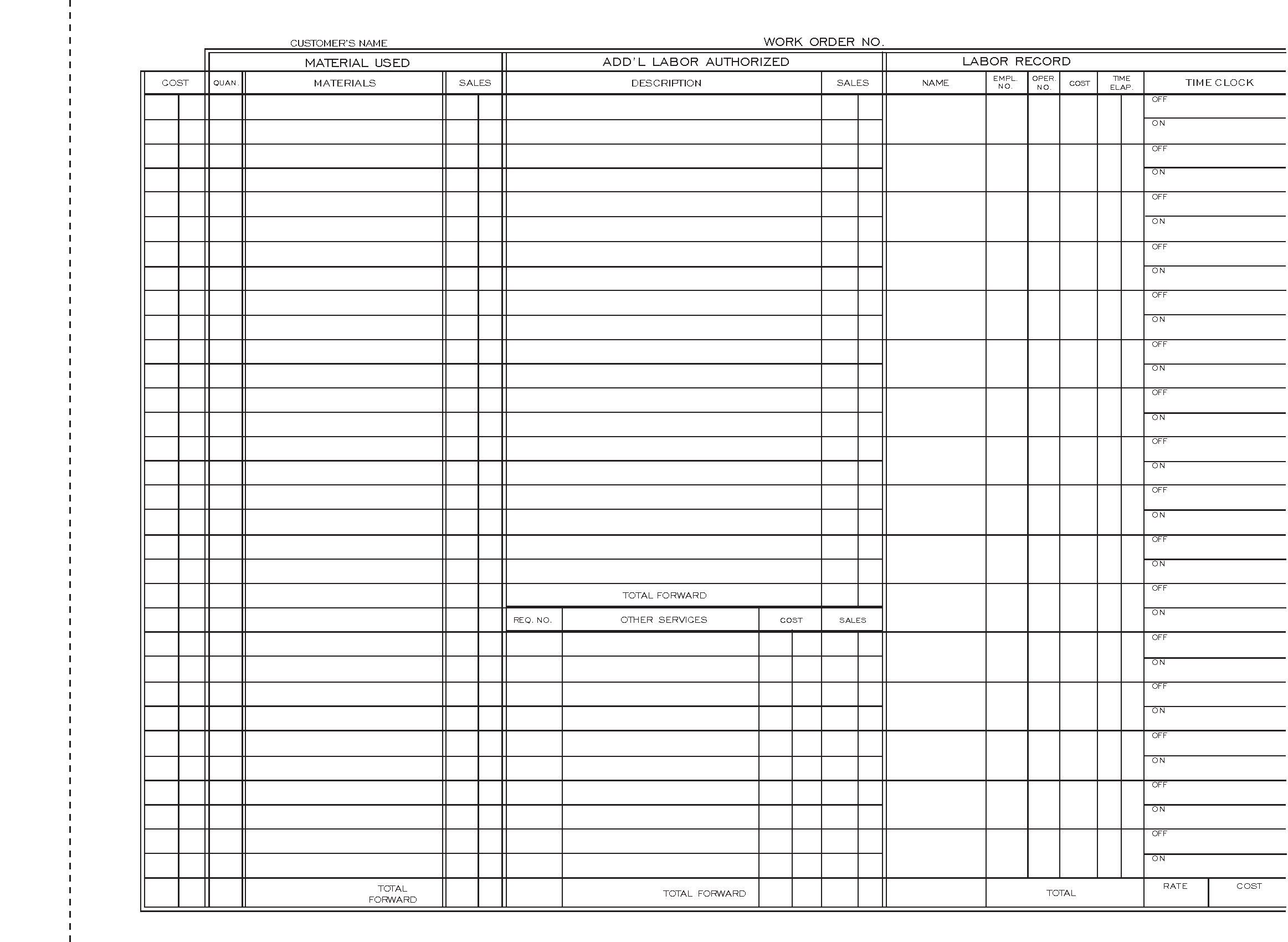 3 Part Auto Repair Service Work Order Carbonless