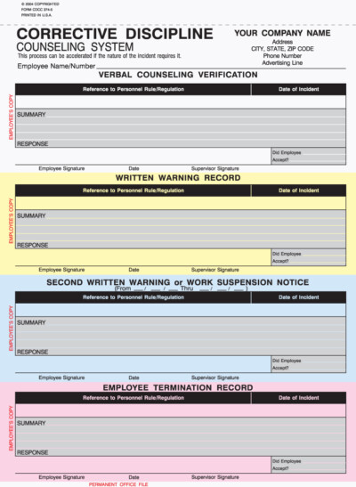 CDCC-374-5 Corrective Discipline Forms