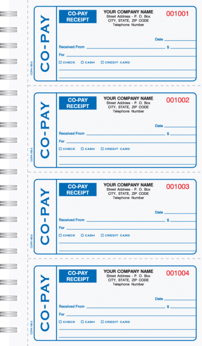 COPA-185 Co-Pay Medical Receipt Books