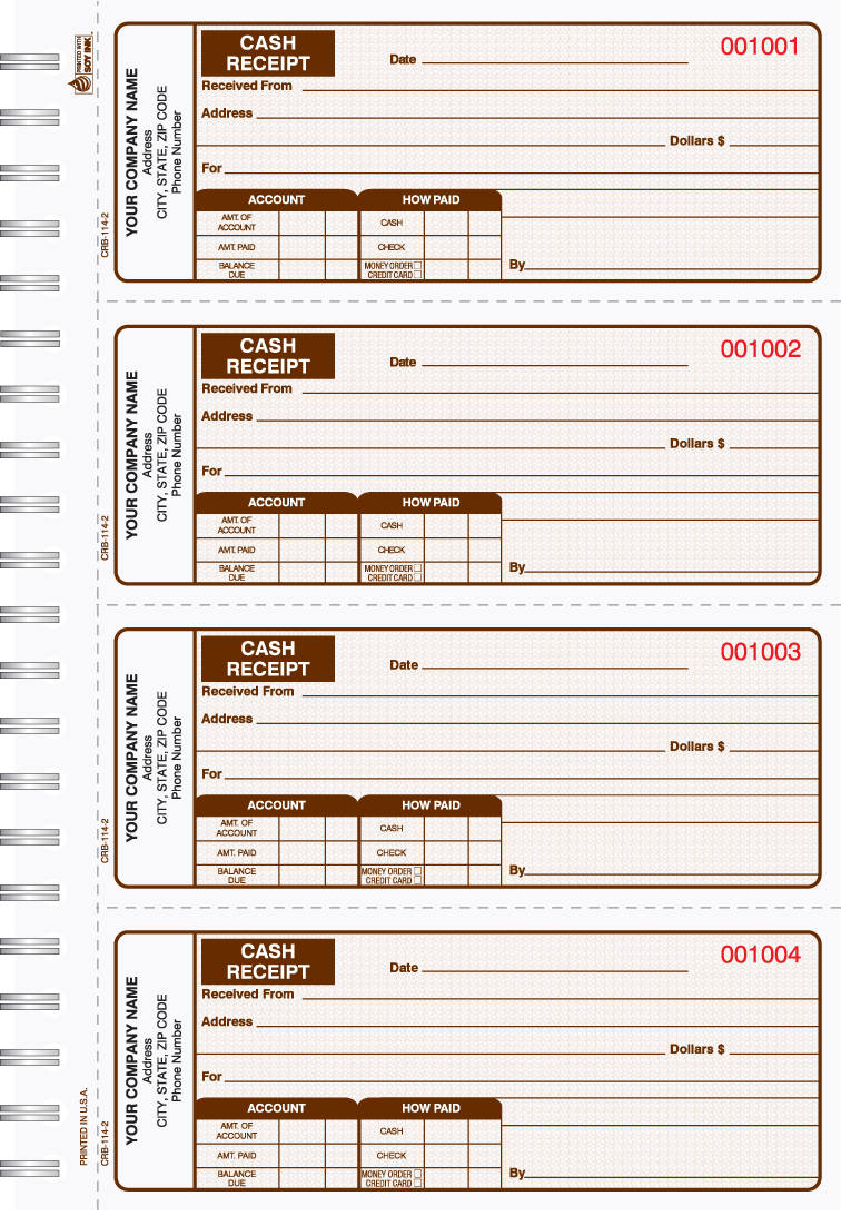 Cash Receipt Books 2 & 3 Part Wire Bound - Image 2