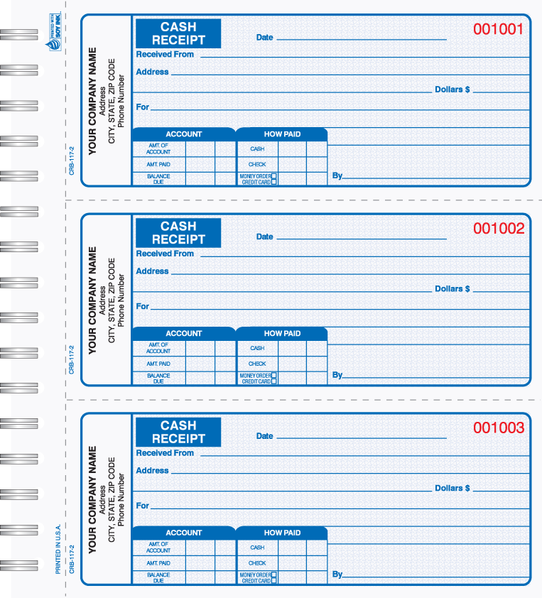Cash Receipt Books 2 & 3 Part Wire Bound - Image 3