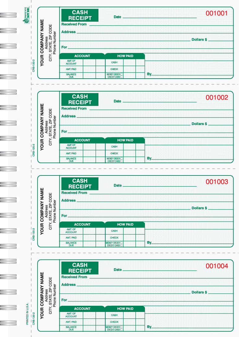 Cash Receipt Books 2 & 3 Part Wire Bound - Image 4