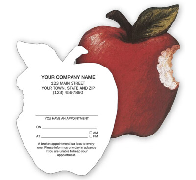 Die-Cut Apple Shaped Appointment or Business Card, Imprinted 29189