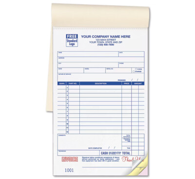 2 Part Service Invoice Books